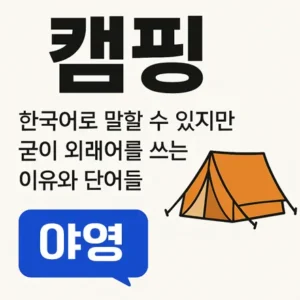 Read more about the article 캠핑과 같이 한국어로 말할 수 있지만 굳이 외래어를 사용하는 이유와 단어들