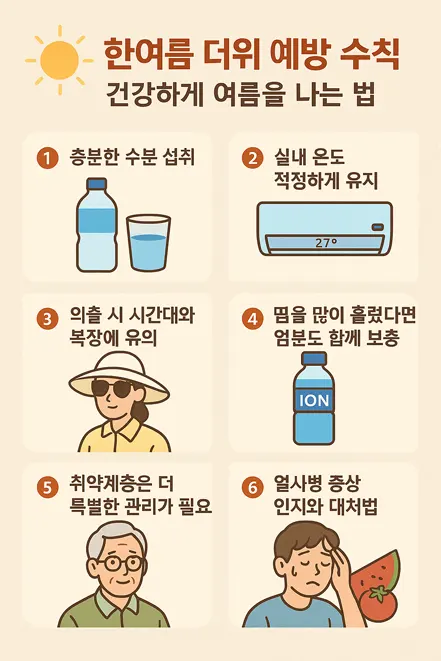 Read more about the article 한여름 더위 예방 수칙 – 건강하게 여름을 나는 법